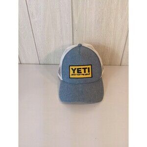 Yeti Coolers Trucker Hat Mesh Sides Large Yeti Patch Denim Blue Adjustable EUC